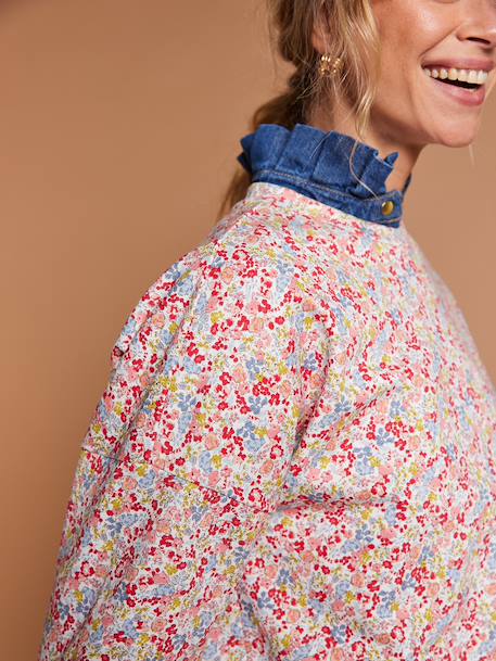 Women's organic cotton sweatshirt with floral print multicoloured - vertbaudet enfant 