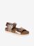 Leather sandals with double buckles gold+pale pink - vertbaudet enfant 