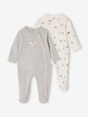 Baby-Pyjamas & Sleepsuits-Pack of 2 newborn baby sleepsuits pyjamas 