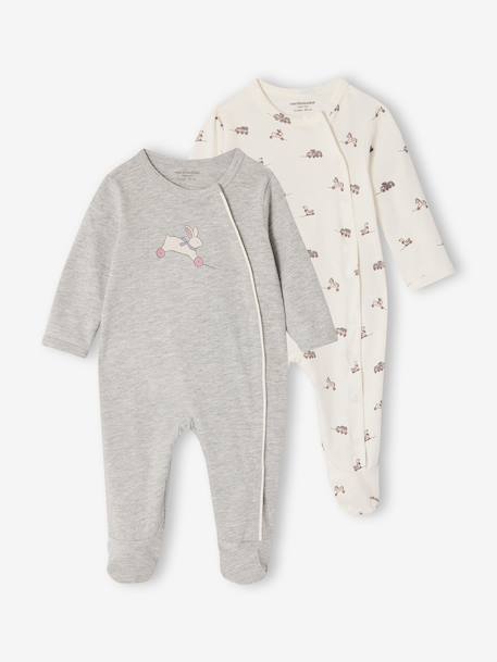 Pack of 2 newborn baby sleepsuits pyjamas marl grey - vertbaudet enfant 