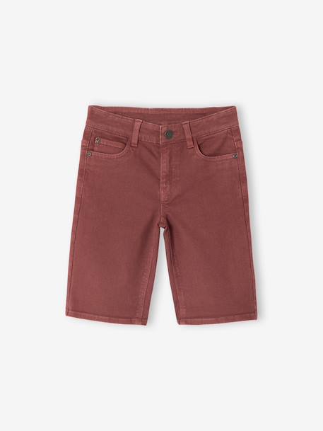 Boy's 5-pocket bermuda shorts clay beige+emerald green+grey blue+terracotta - vertbaudet enfant 