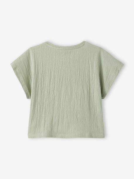 Blouse with short sleeves almond green+printed white - vertbaudet enfant 