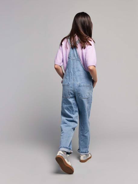 Girl's denim dungaree light blue - vertbaudet enfant 