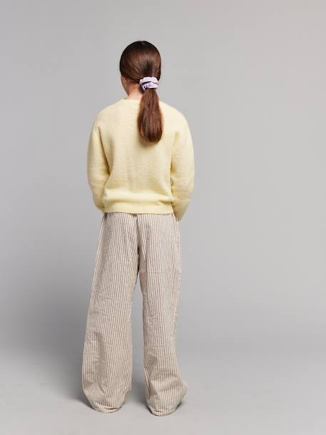 Pantalon large fille fluide rayé beige - vertbaudet enfant 