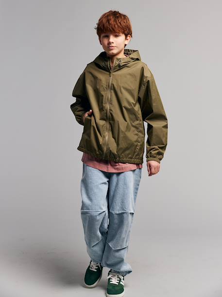 Lightweight zipped windcheater for boys khaki - vertbaudet enfant 