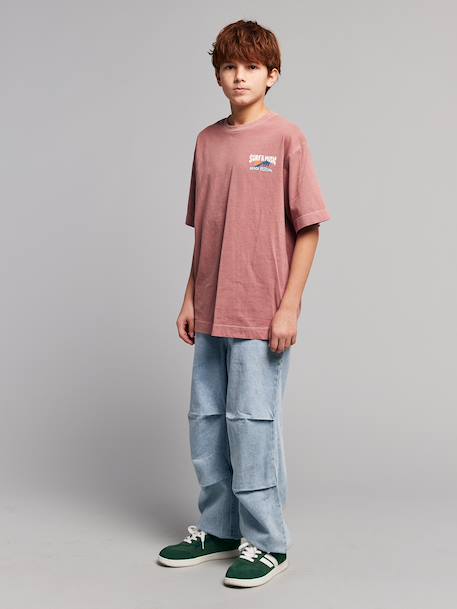 Oversized cotton t-shirt for boys anthracite+old rose - vertbaudet enfant 