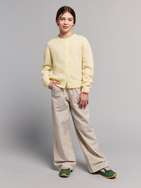 Girl's wide leg fluid trousers striped beige - vertbaudet enfant 