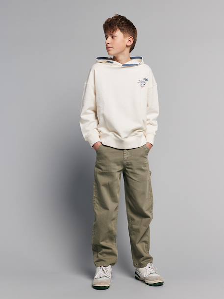 Hooded sweatshirt for boys with oversized back print ecru - vertbaudet enfant 