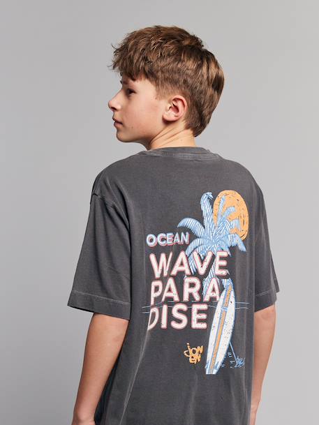 T-shirt oversize garçon coton anthracite - vertbaudet enfant 