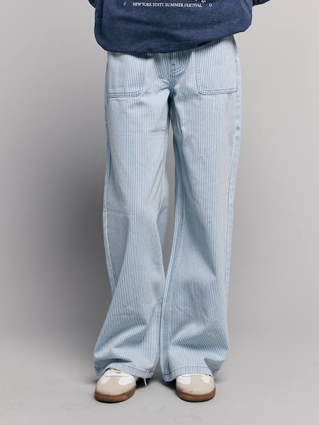 Pantalon large fille rayé rayé bleu - vertbaudet enfant 