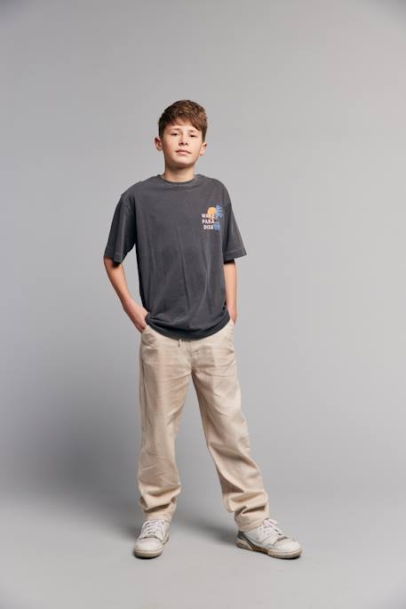 Oversized cotton t-shirt for boys anthracite+old rose - vertbaudet enfant 