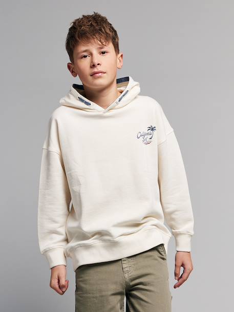 Hooded sweatshirt for boys with oversized back print ecru - vertbaudet enfant 