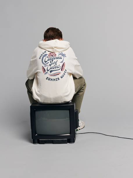 Hooded sweatshirt for boys with oversized back print ecru - vertbaudet enfant 