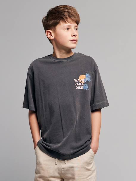 Oversized cotton t-shirt for boys anthracite+old rose - vertbaudet enfant 