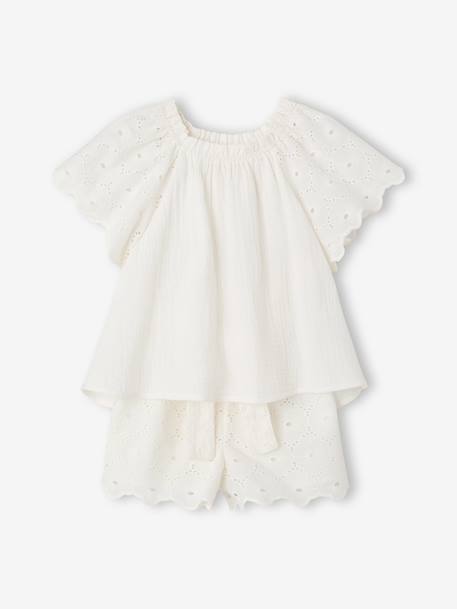 Set of 2 shorts for girls Ella Happy Time white - vertbaudet enfant 