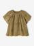 Short-sleeved embroidery blouse khaki - vertbaudet enfant 