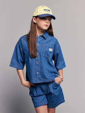Lightweight denim girl's shirt and short set - vertbaudet enfant