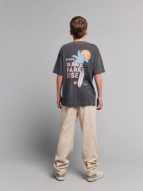 Pantalon twill coton et lin garçon taille ajustable écru - vertbaudet enfant 
