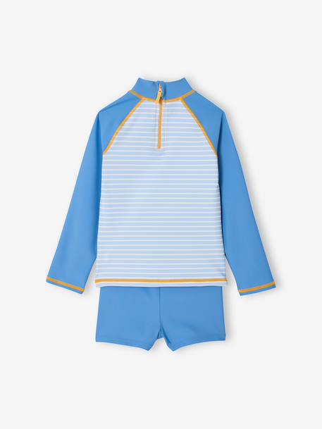Long-sleeved set with UV protective shorts azure - vertbaudet enfant 