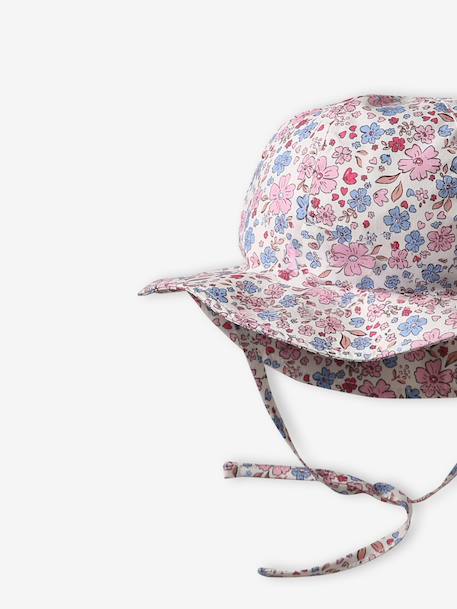 Floral print cotton baby bucket hat ecru - vertbaudet enfant 