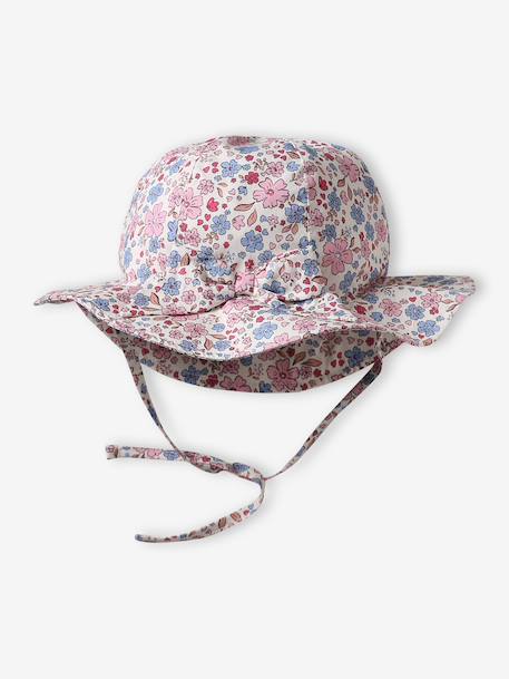 Floral print cotton baby bucket hat ecru - vertbaudet enfant 