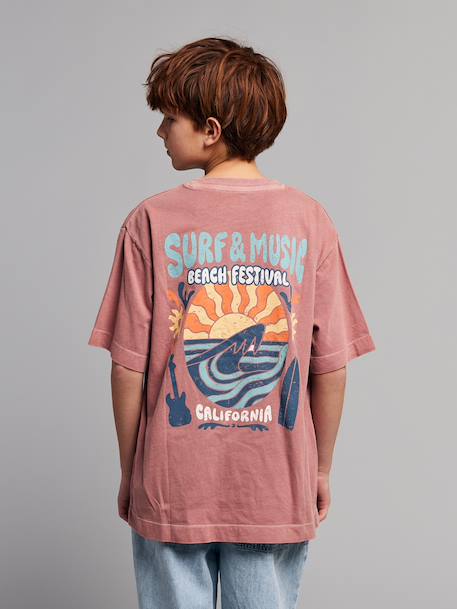 Oversized cotton t-shirt for boys anthracite+old rose - vertbaudet enfant 