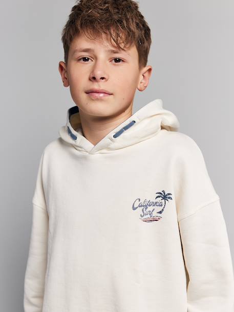 Hooded sweatshirt for boys with oversized back print ecru - vertbaudet enfant 