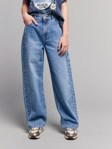 Wide leg jeans with star rivets light blue - vertbaudet enfant 