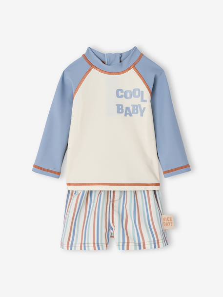 Ensemble maillot de bain bébé anti UV bleu grisé - vertbaudet enfant 