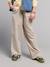 Girl's wide leg fluid trousers striped beige - vertbaudet enfant 