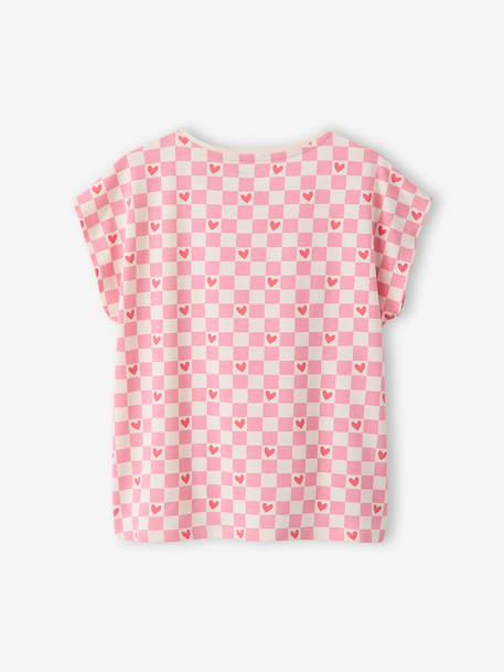 Printed T-Shirt for Girls lavender+printed white+rose+white - vertbaudet enfant 
