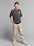 Boy's cotton and linen twill trousers with adjustable waist ecru - vertbaudet enfant 