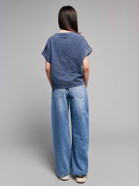 Wide leg jeans with star rivets light blue - vertbaudet enfant 