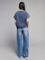 Wide leg jeans with star rivets light blue - vertbaudet enfant 
