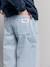 Girl's wide-leg striped trousers striped blue - vertbaudet enfant 