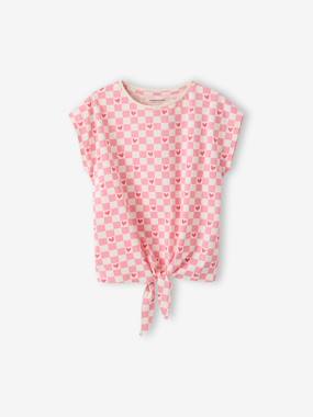 Fille-T-shirt fille imprimé noeud fantaisie manches courtes