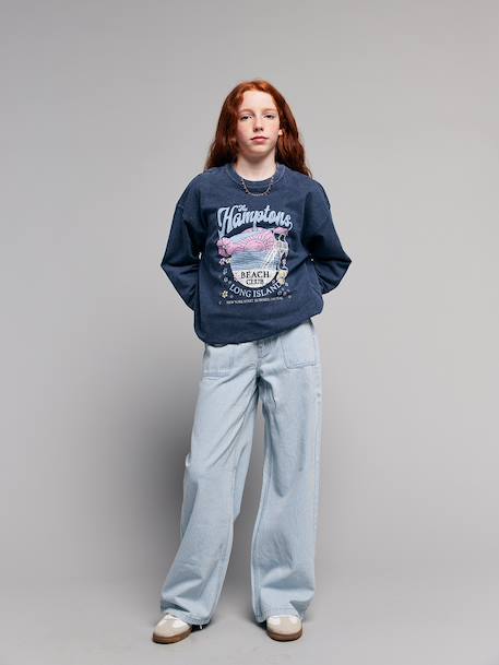Girl's Hamptons sweatshirt navy blue - vertbaudet enfant 