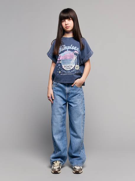 Girl's short-sleeved t-shirt navy blue - vertbaudet enfant 