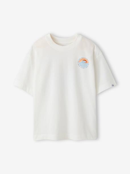 T-Shirt with Front/Back Motif, Faded Effect, JONEN aqua green+ecru - vertbaudet enfant 