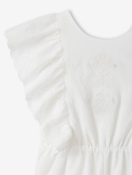 Playsuit with embroidery in cotton white - vertbaudet enfant 