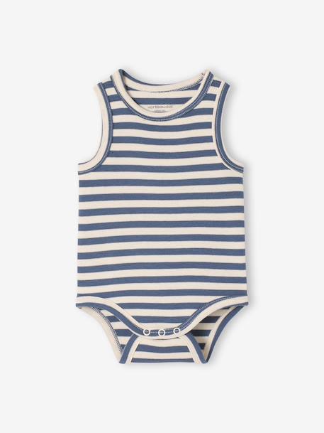 Pack of 3 sleeveless organic cotton bodysuits. blue - vertbaudet enfant 