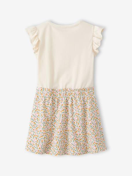 2-in-1-Effect Dress for Girls beige+ecru+indigo+pale pink+striped pink - vertbaudet enfant 
