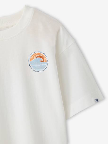 T-Shirt with Front/Back Motif, Faded Effect, JONEN aqua green+ecru - vertbaudet enfant 
