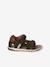 Boys' leather touch-fastening sandals khaki - vertbaudet enfant 