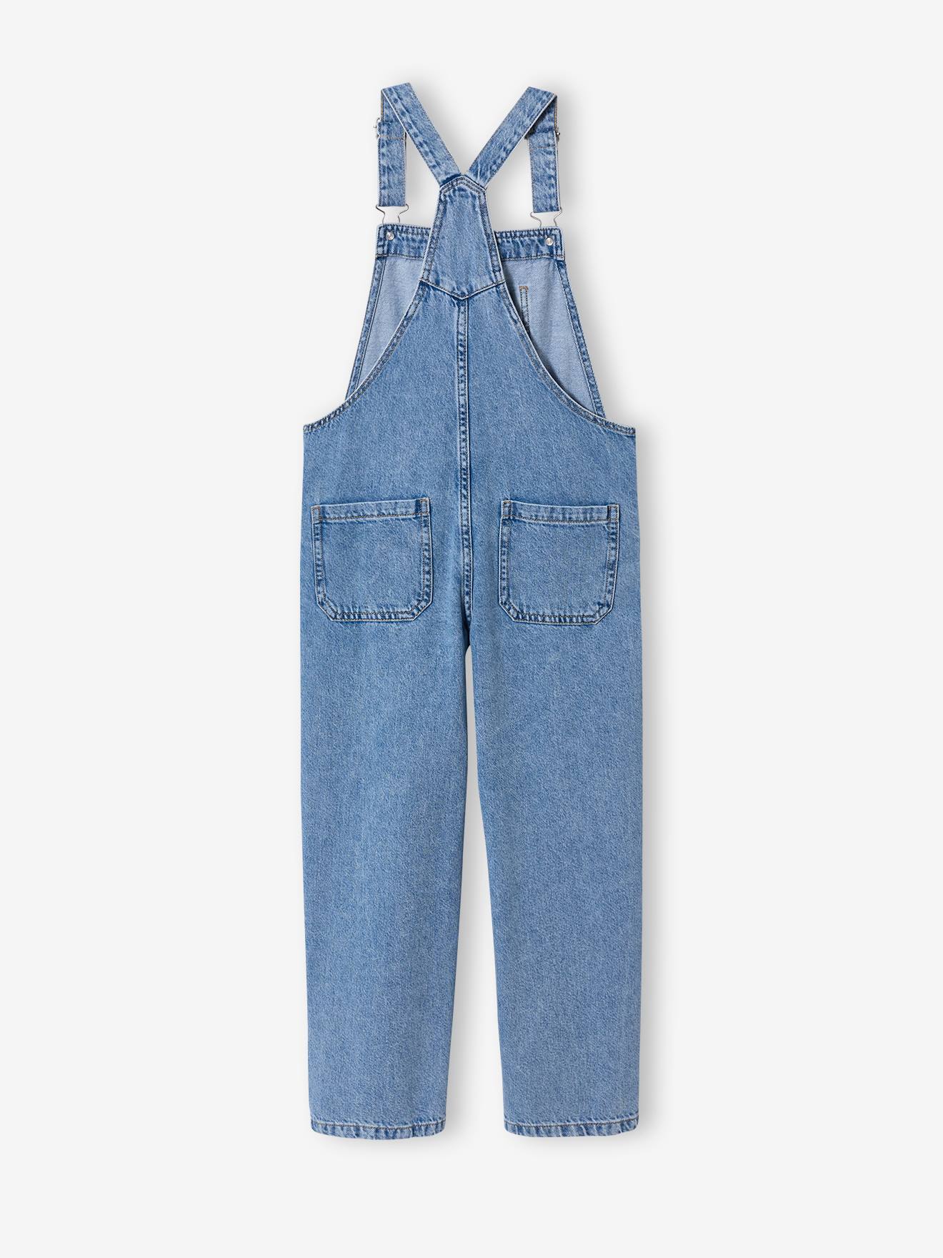 Girl's denim dungaree - light blue, Girls