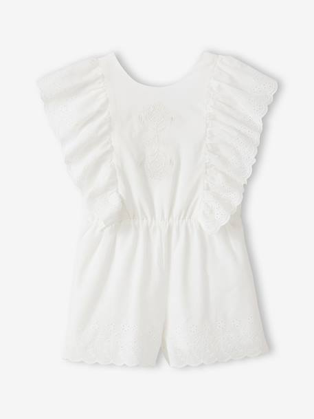Playsuit with embroidery in cotton white - vertbaudet enfant 
