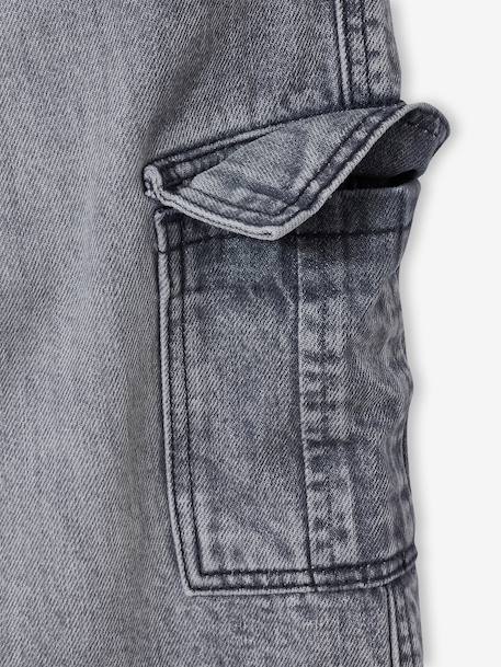 Bermuda skateur denim bleached+denim gris - vertbaudet enfant 