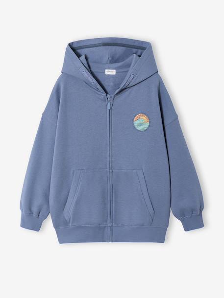Zipped oversized sweatshirt grey blue - vertbaudet enfant 