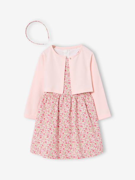 3-piece dress, cardigan and band for head accessories for hair set pale pink - vertbaudet enfant 