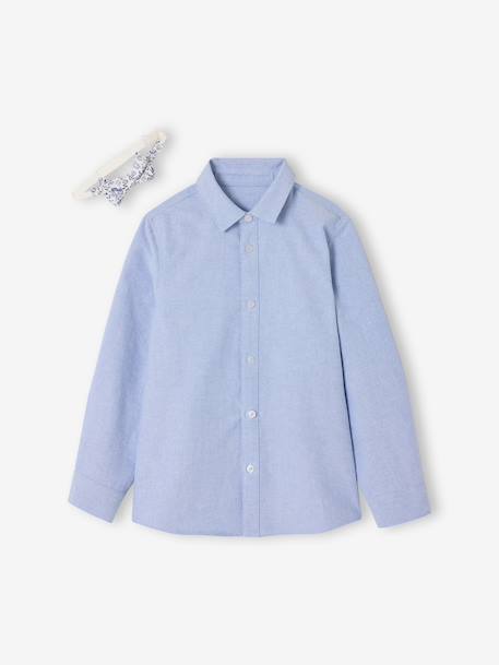 Long-sleeved shirt with bow tie sky blue - vertbaudet enfant 
